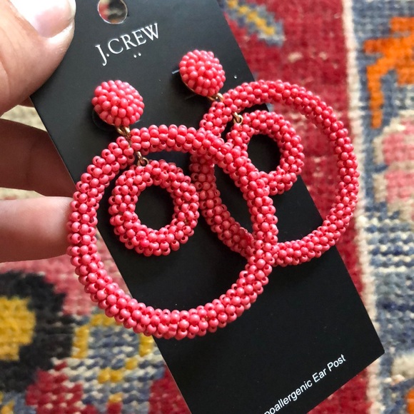 J. Crew Pink Beaded Circle Earrings - Picture 2 of 2
